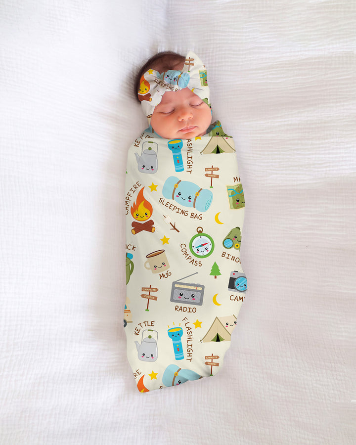 Little Camp Adventure Family Matching Bamboo Swaddle Blanket