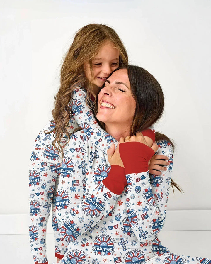 One Nation Under God Familien-Pyjama-Set aus Bambus für Damen