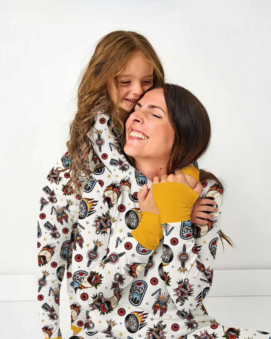 Born to Ride Together Familien-Pyjama-Set aus Bambus für Damen