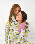 Familien-Pyjama-Set aus Bambus für Damen mit mediterranen Zitronen