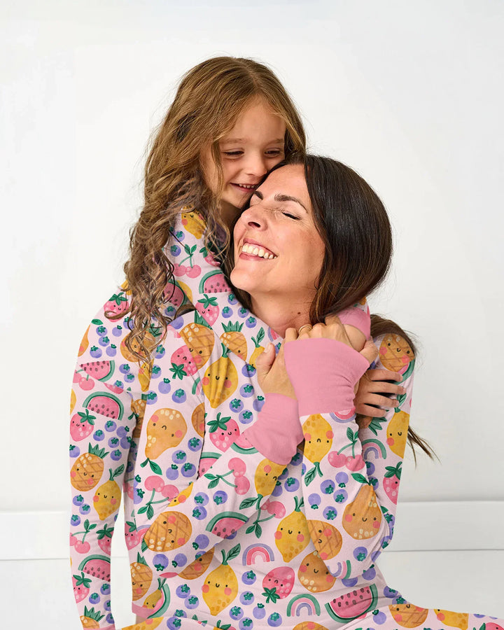 Zweiteiliges Langarm-Pyjama-Set mit Sommerfrüchten