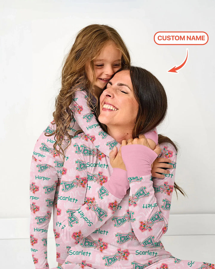 Custom Name Preppy Texas Charm Custom Bamboo Women Pajama Set