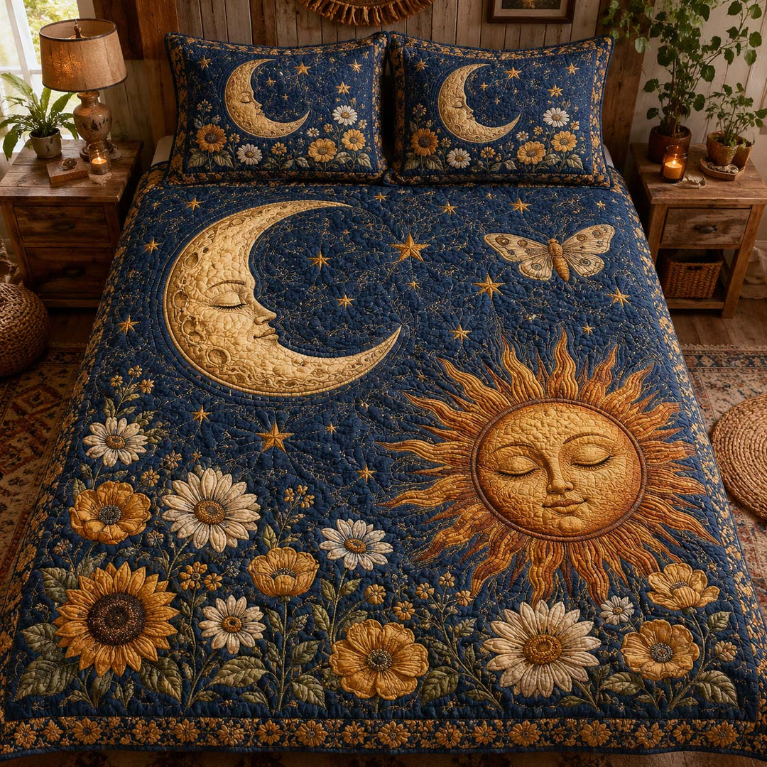 Moonlit Floral Garden Bamboo Quilt Bedding Set