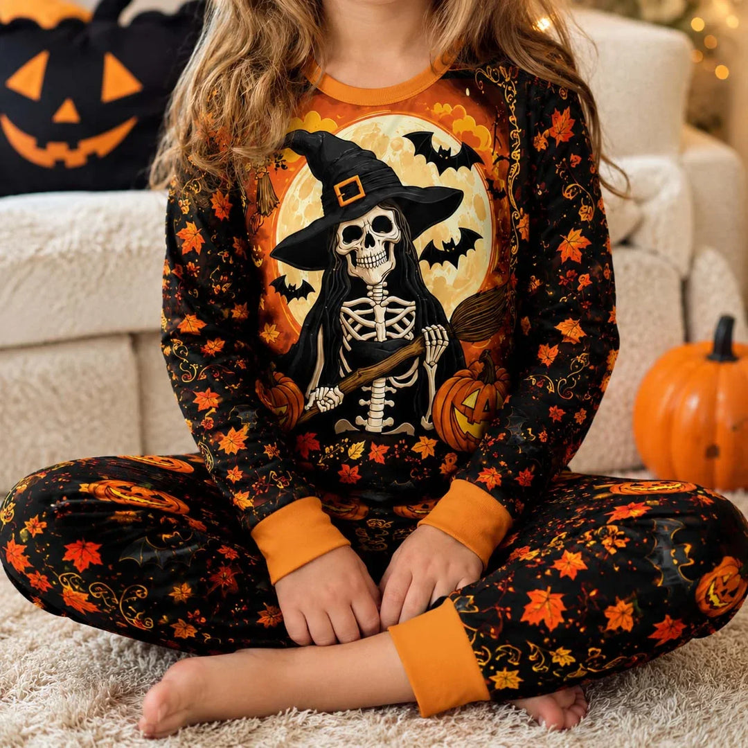 Moonlit Witch Flight Bamboo Two Piece Long Sleeve Pajama Set