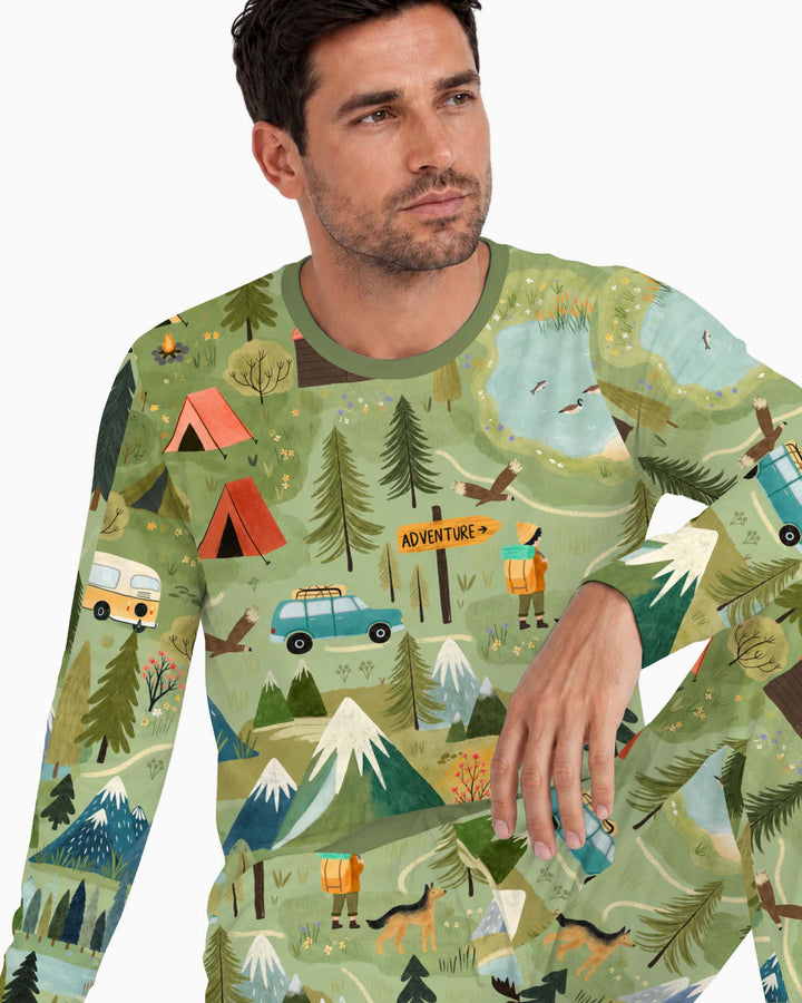 Mountain Camping Adventure Bamboo Men's Pajama Set