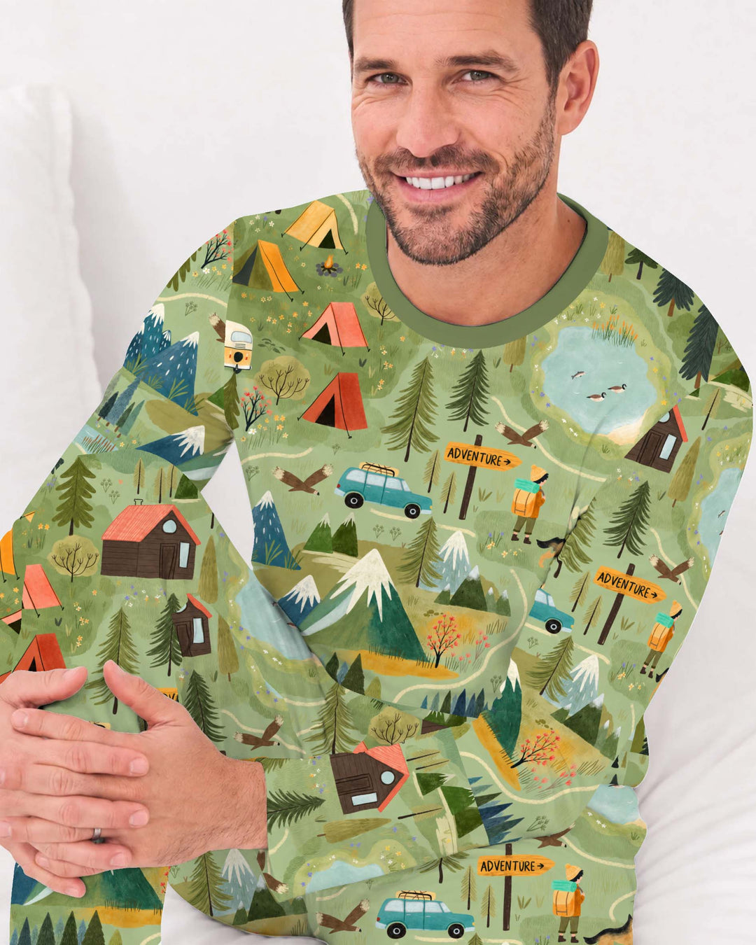 Mountain Camping Adventure Bamboo Men's Pajama Set