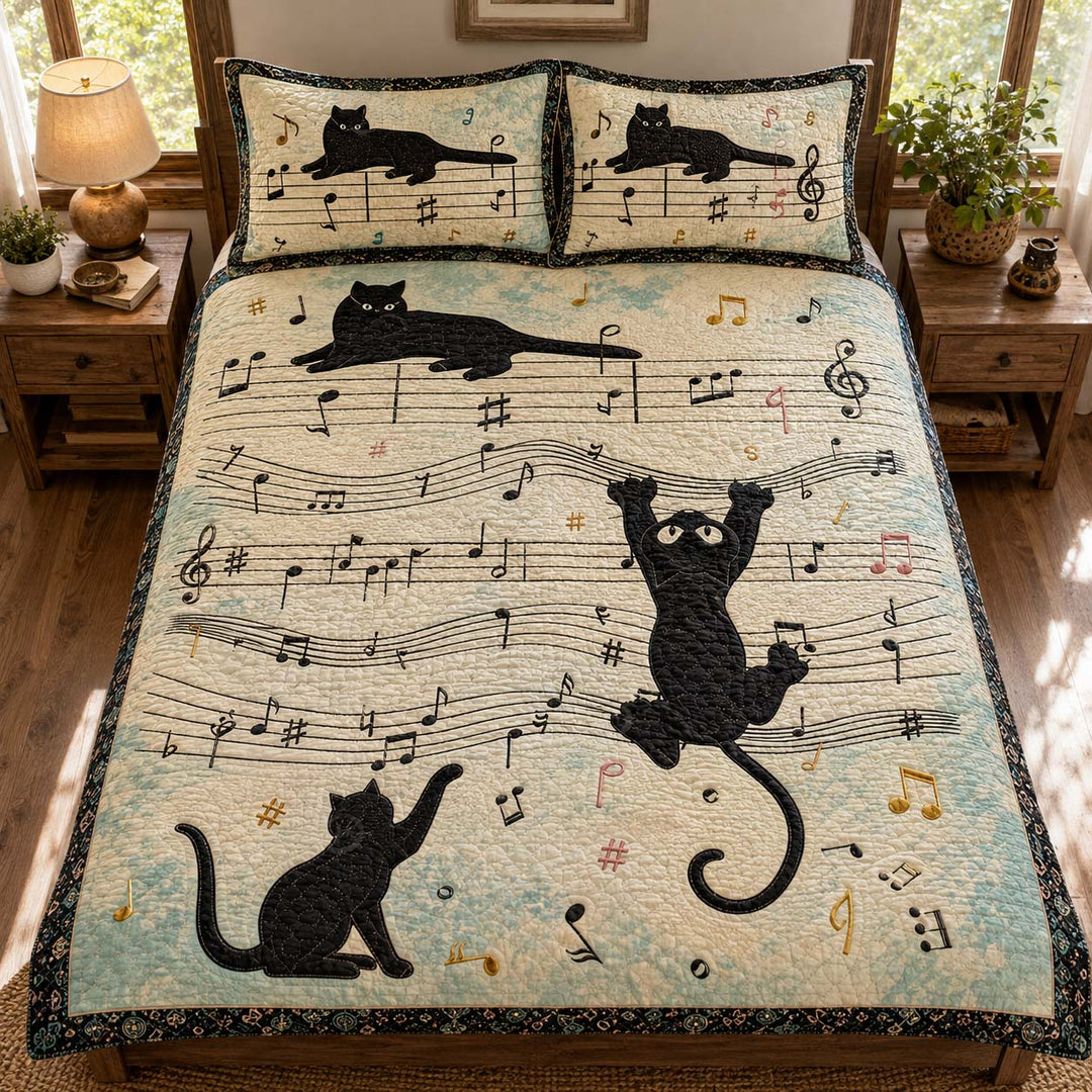 Musical Cat Symphony Bamboo Quilt Bedding Set