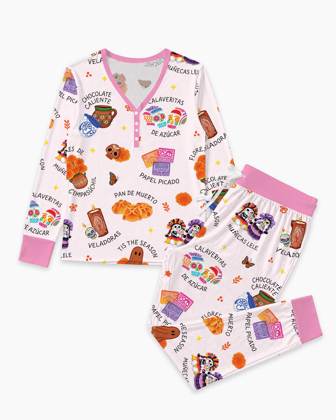 Tis the Dia De Muertos Bamboo Women Pajama Set