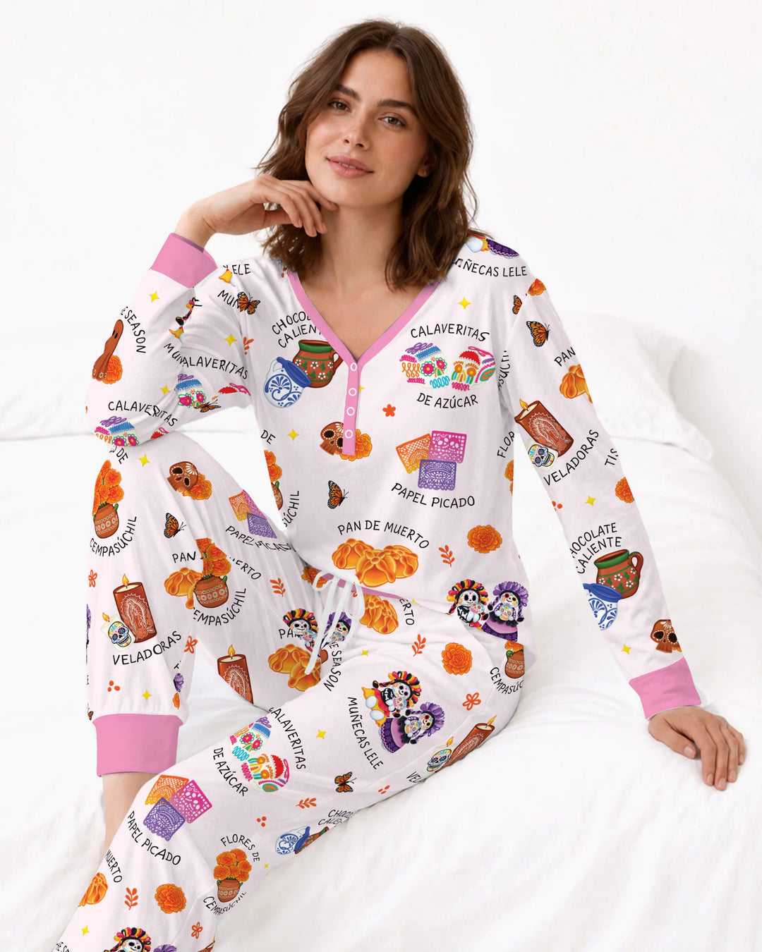 Tis the Dia De Muertos Bamboo Women Pajama Set
