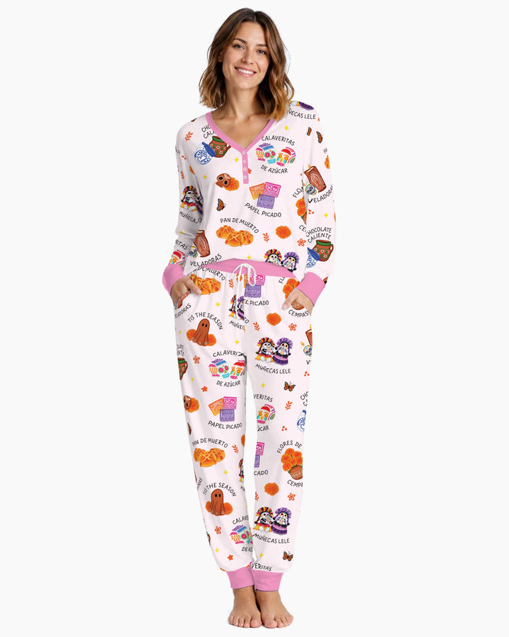 Tis the Dia De Muertos Bamboo Women Pajama Set