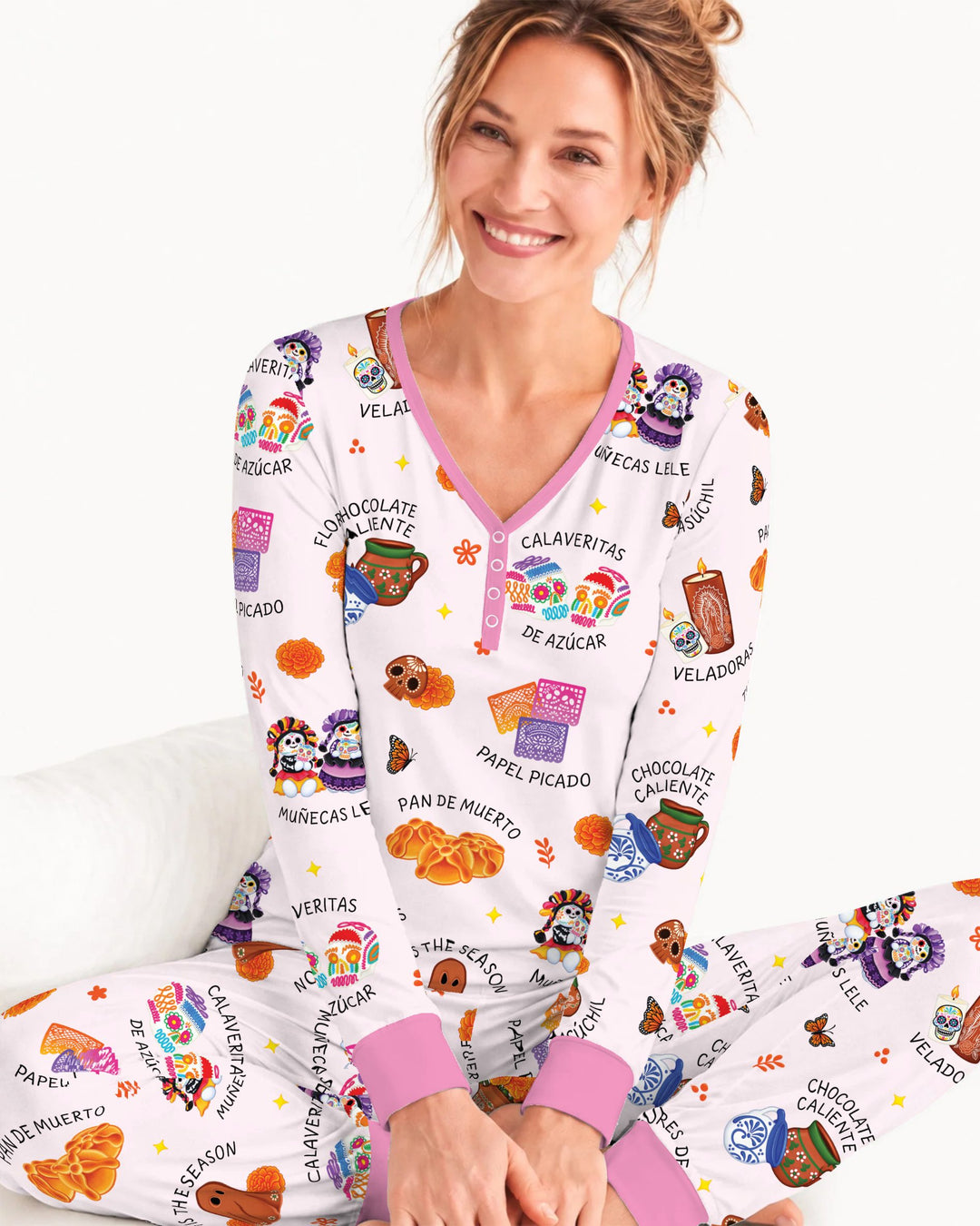 Tis the Dia De Muertos Bamboo Women Pajama Set