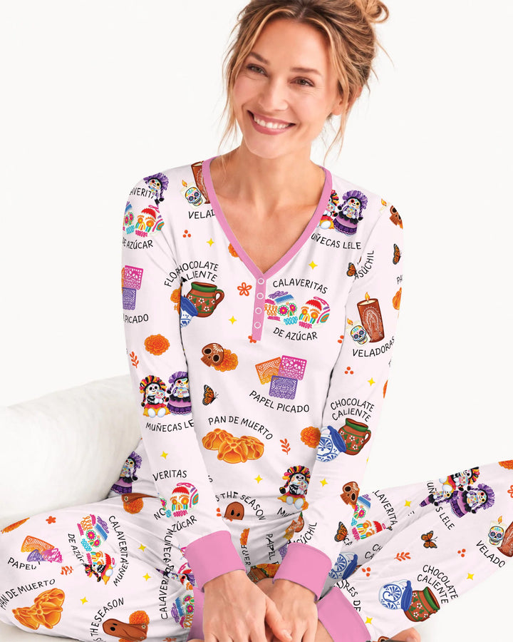 Tis the Dia De Muertos Bamboo Women Pajama Set