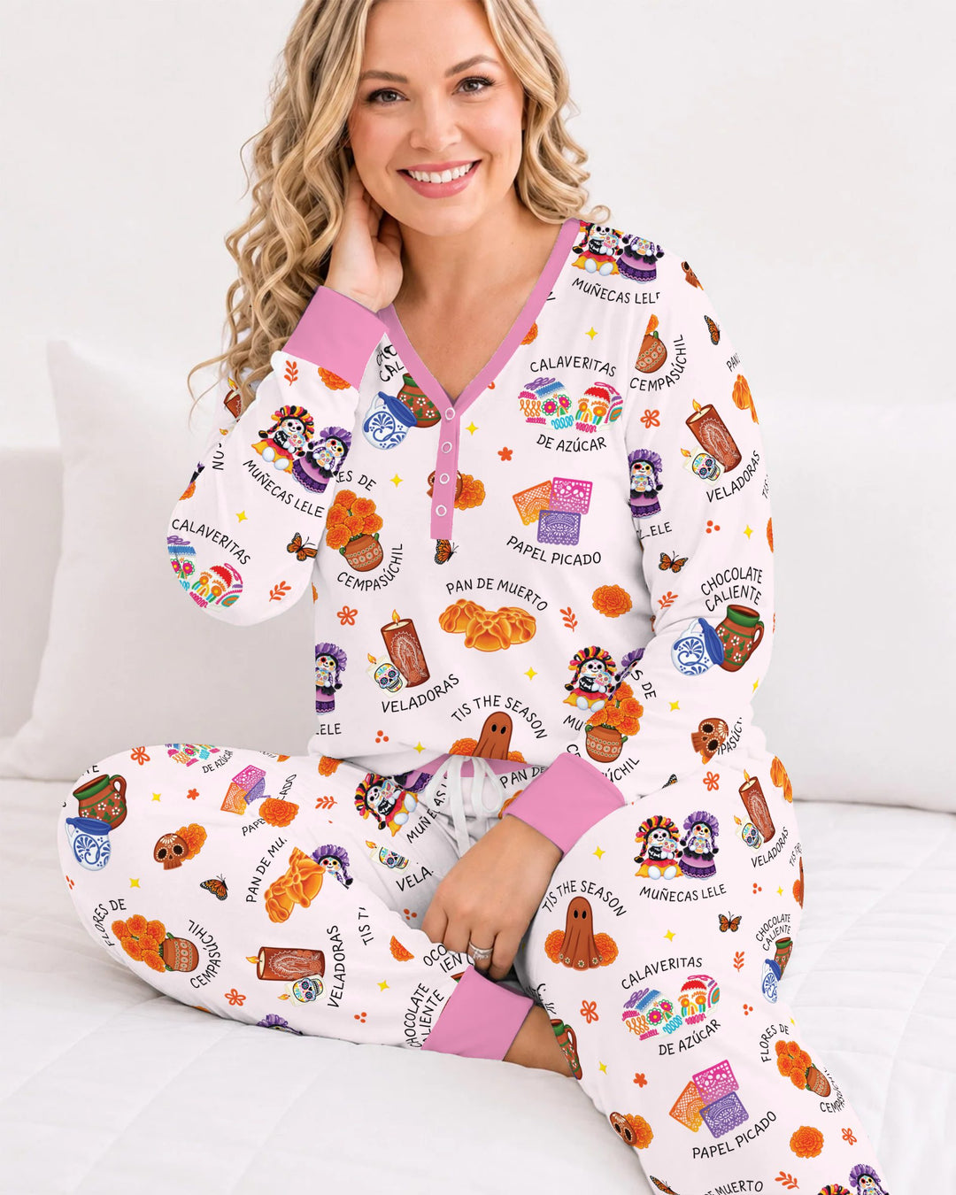 Tis the Dia De Muertos Bamboo Women Pajama Set