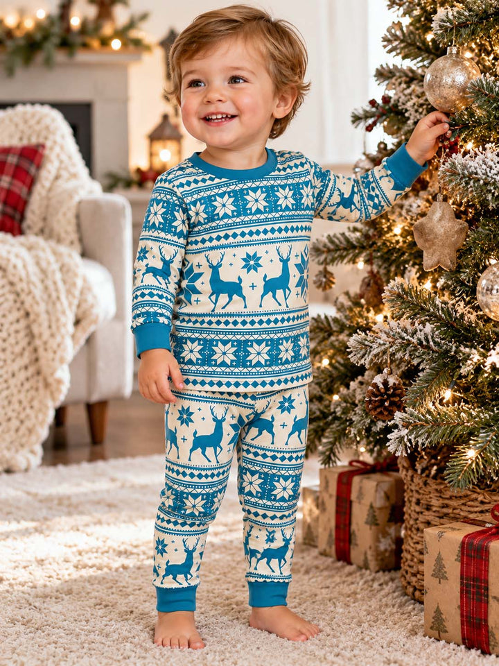 Nordic Reindeer Christmas Bamboo Two Piece Long Sleeve Pajama Set