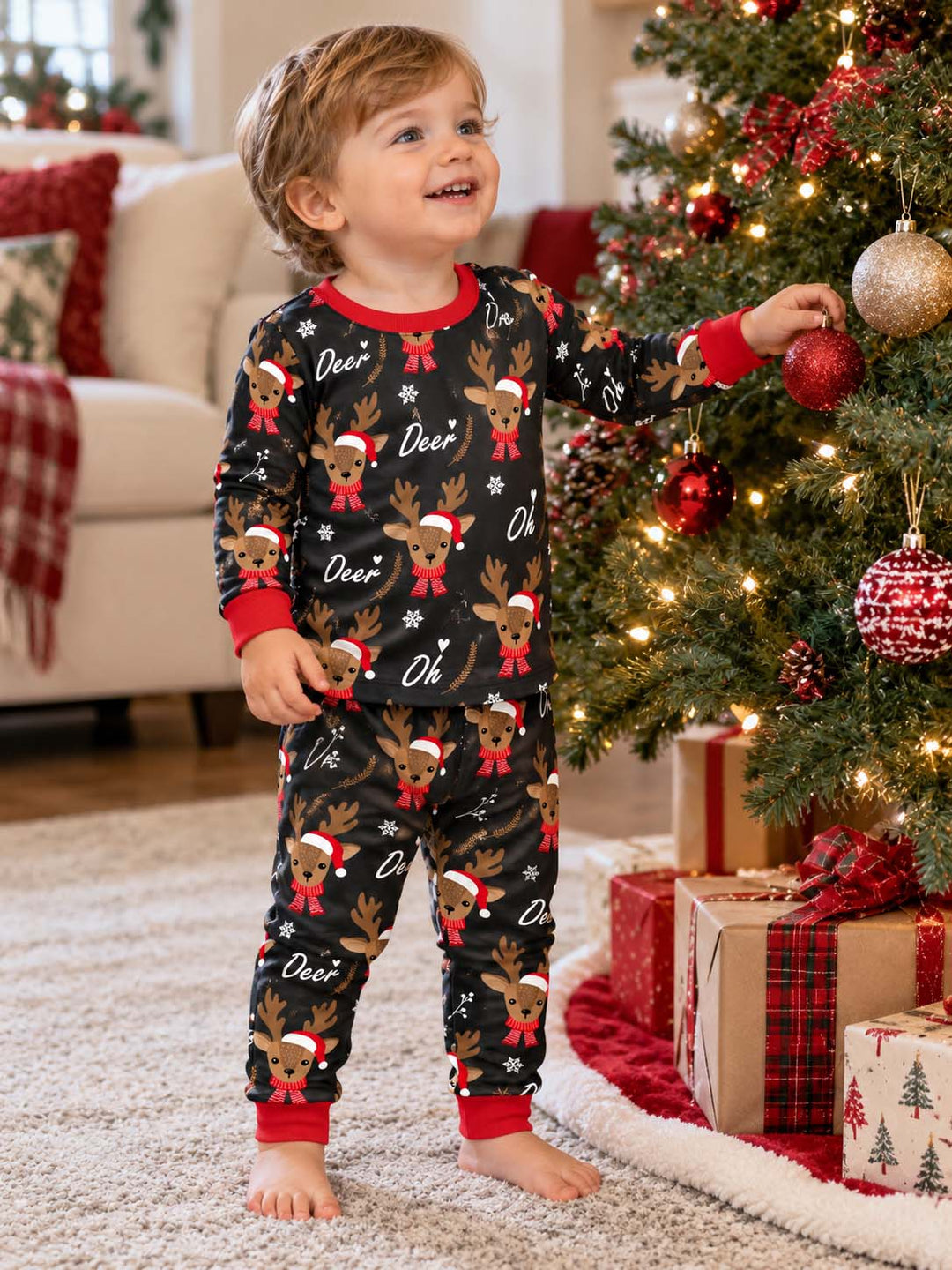 Oh Deer Christmas Bamboo Two Piece Long Sleeve Pajama Set