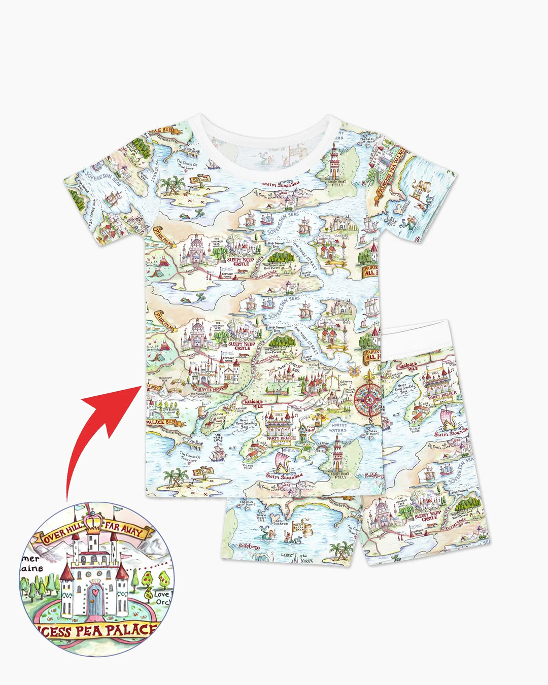 Template Zweiteiliges Pyjama-Set mit kurzen Ärmeln und Shorts