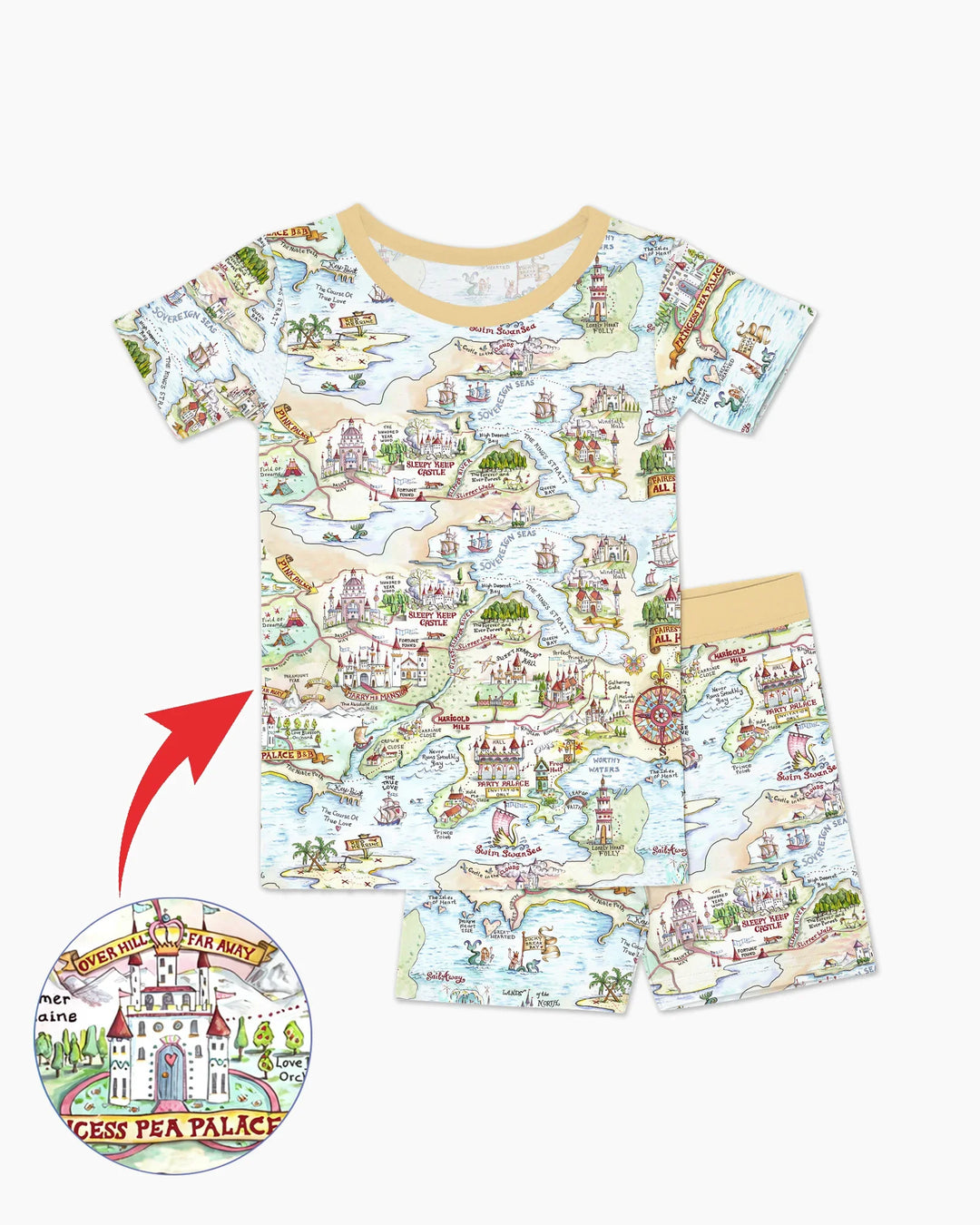 Template Zweiteiliges Pyjama-Set mit kurzen Ärmeln und Shorts