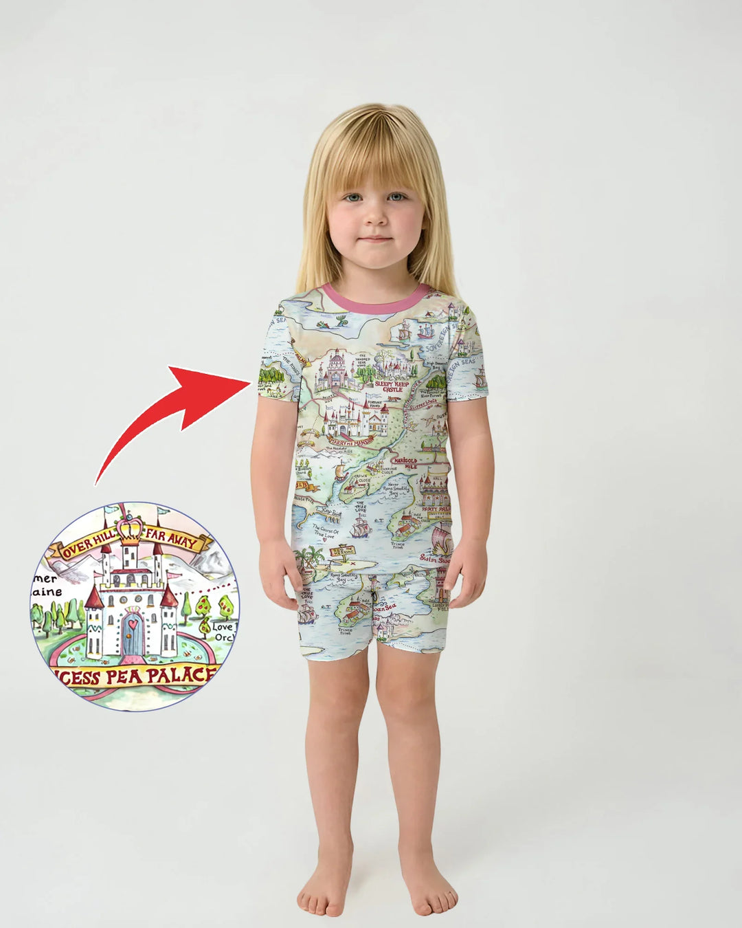 Template Zweiteiliges Pyjama-Set mit kurzen Ärmeln und Shorts