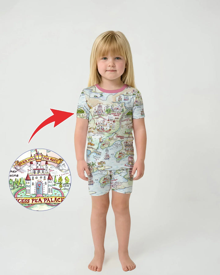 Template Zweiteiliges Pyjama-Set mit kurzen Ärmeln und Shorts