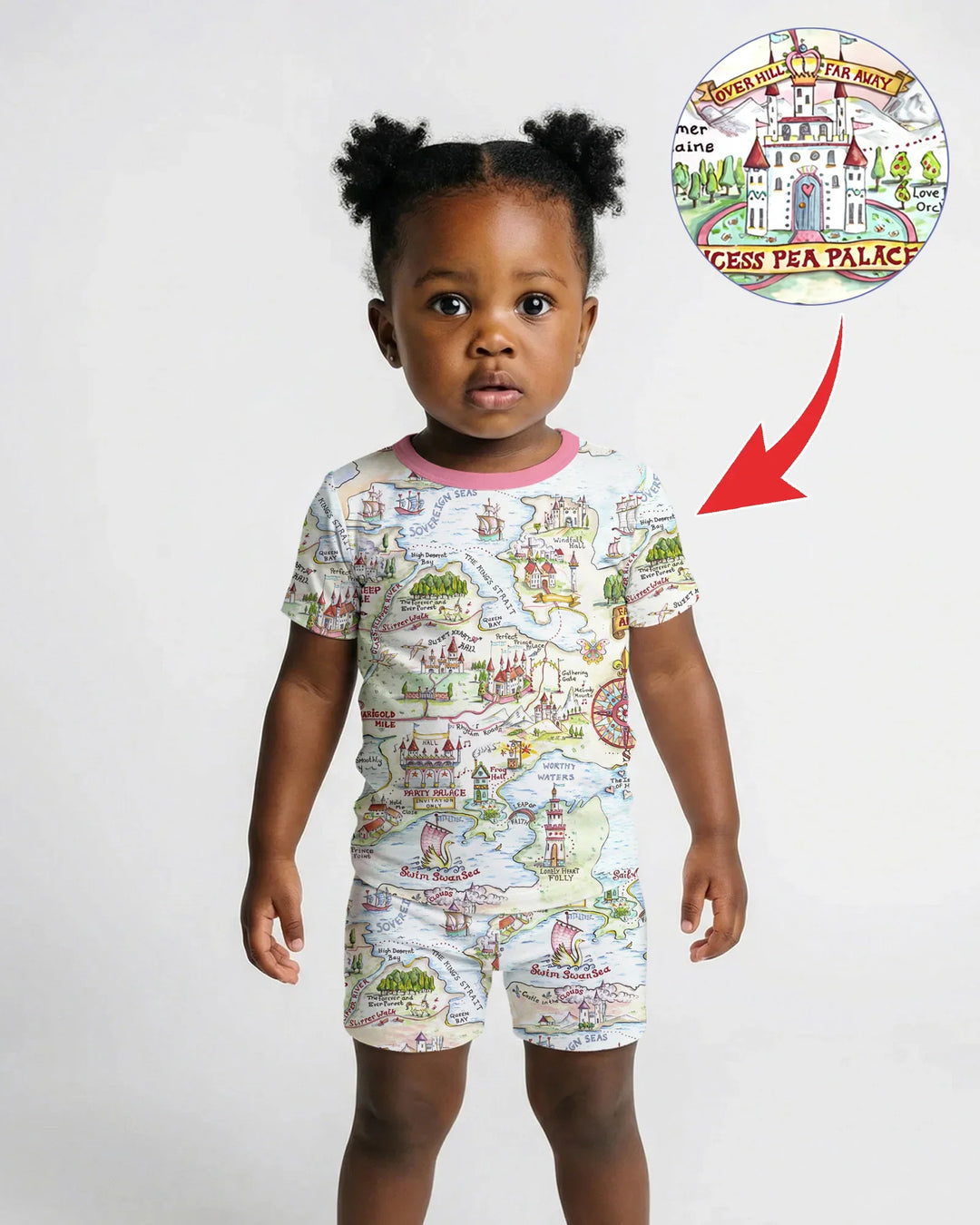 Template Zweiteiliges Pyjama-Set mit kurzen Ärmeln und Shorts
