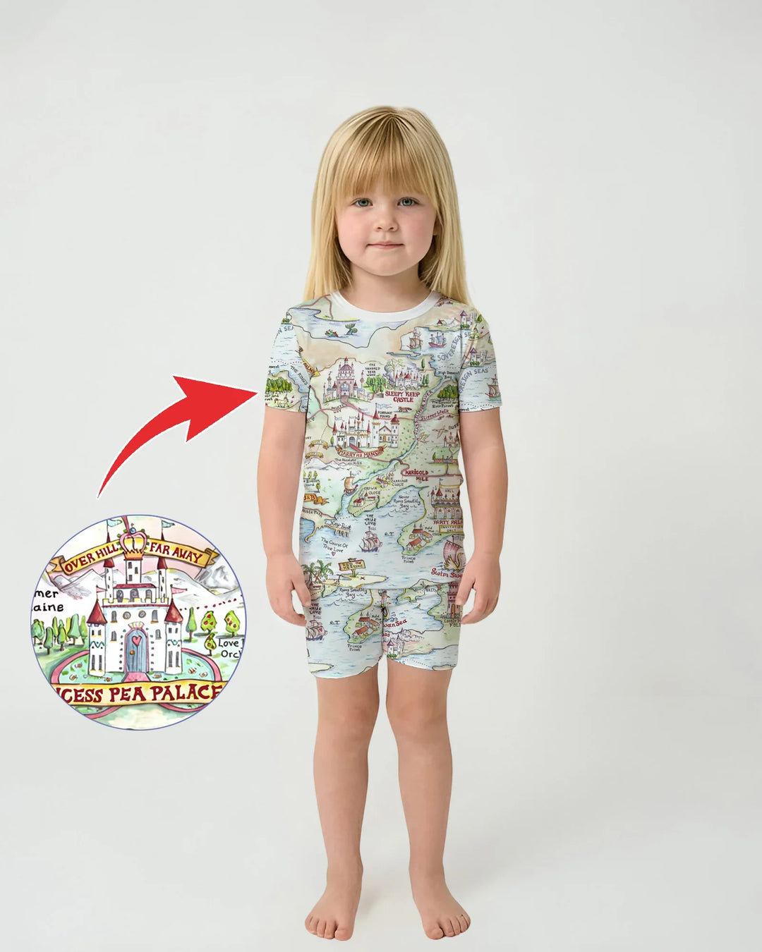 Template Zweiteiliges Pyjama-Set mit kurzen Ärmeln und Shorts