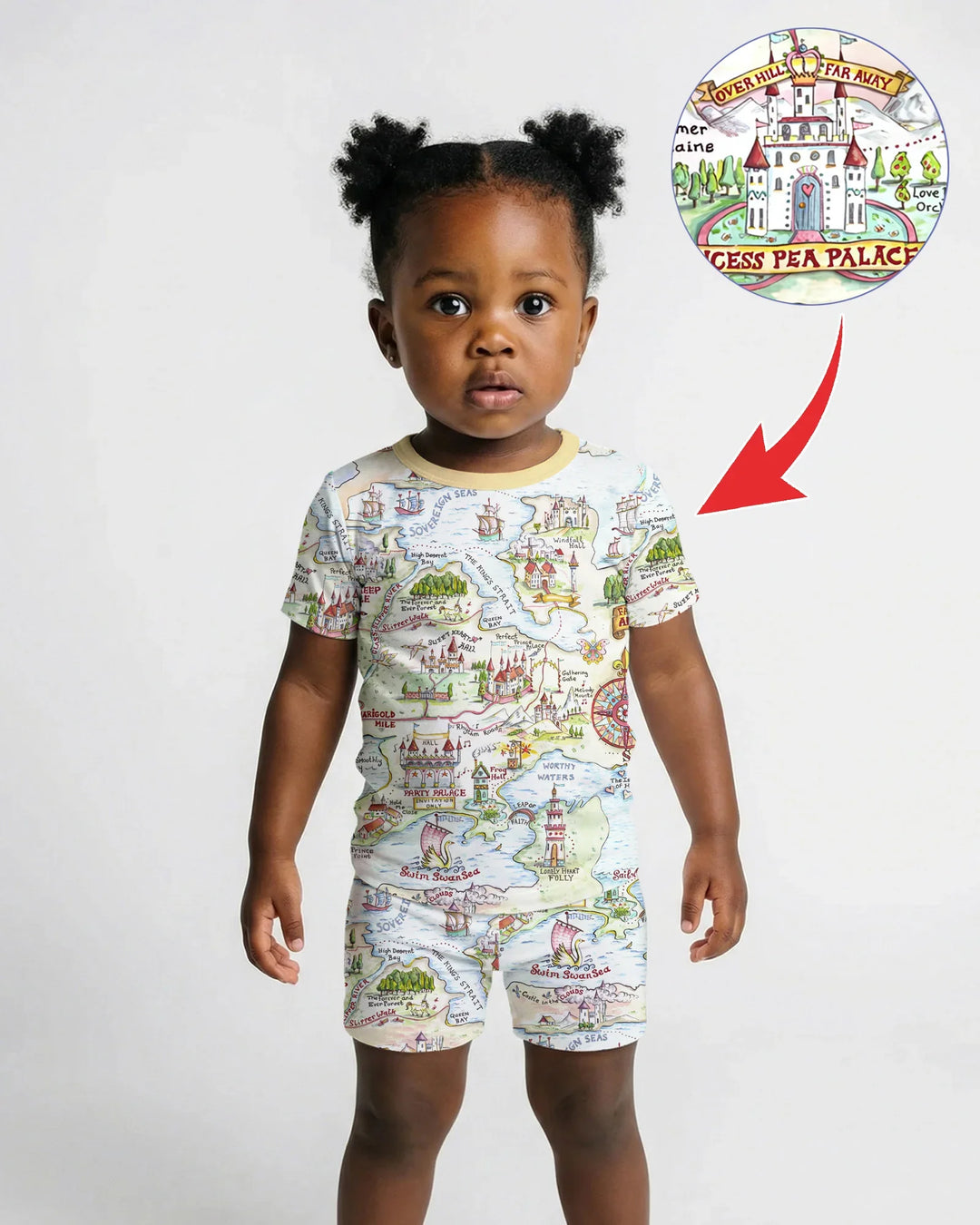 Template Zweiteiliges Pyjama-Set mit kurzen Ärmeln und Shorts