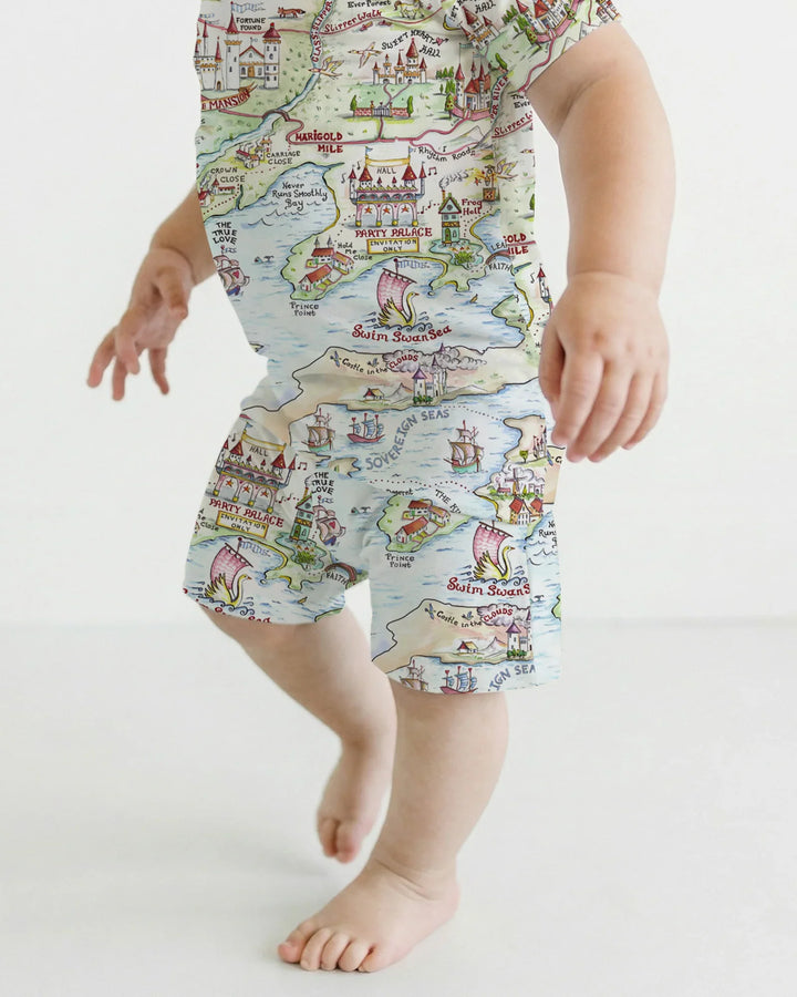 Template Zweiteiliges Pyjama-Set mit kurzen Ärmeln und Shorts