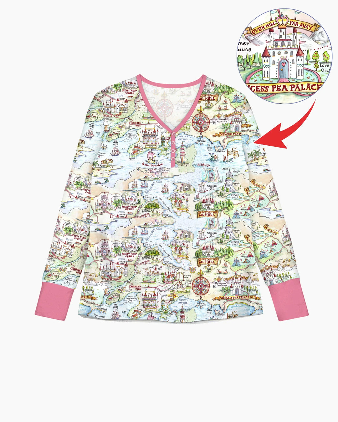 Once Upon A Map Mommy & Baby Matching Bambus Schlafanzug-Set für Damen