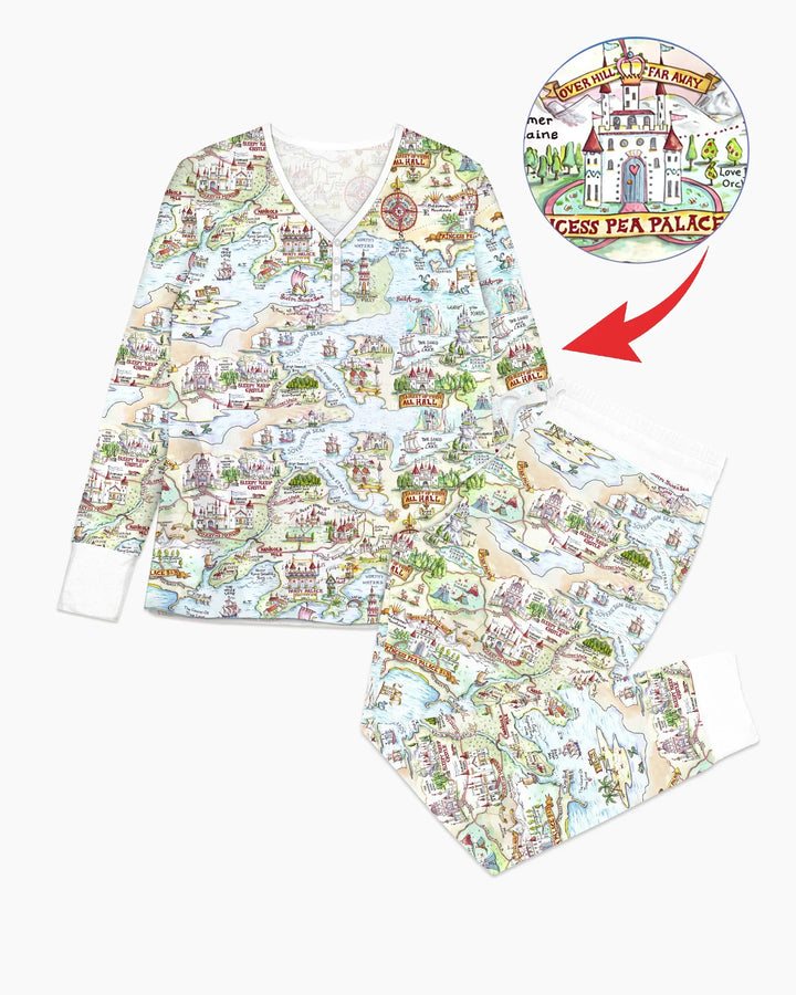 Once Upon A Map Mommy & Baby Matching Bambus Schlafanzug-Set für Damen