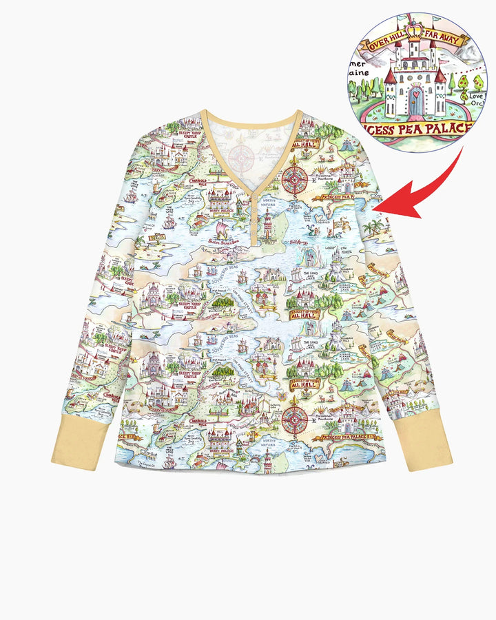 Once Upon A Map Mommy & Baby Matching Bambus Schlafanzug-Set für Damen