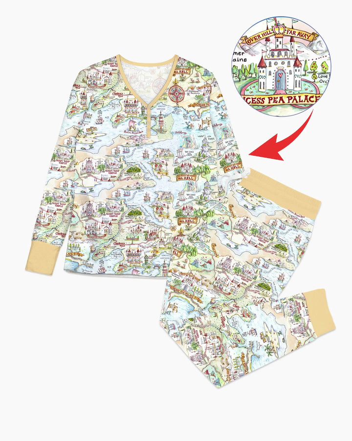 Once Upon A Map Mommy & Baby Matching Bambus Schlafanzug-Set für Damen