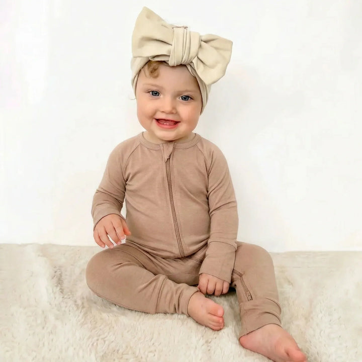 Latte Bamboo Convertible Zippered Romper