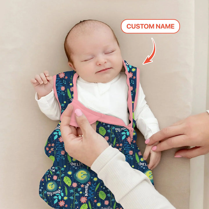 Nighttime Bugs Custom Name Bamboo Sleep Bag
