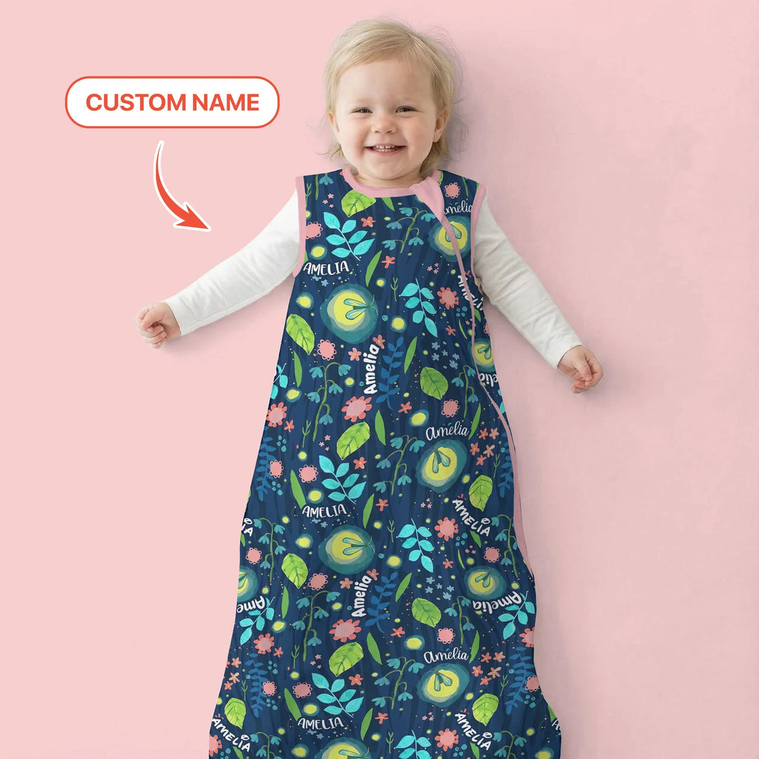 Nighttime Bugs Custom Name Bamboo Sleep Bag