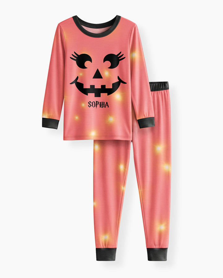 Glowing Pumpkin Bamboo Two Piece Long Sleeve Pajama Set