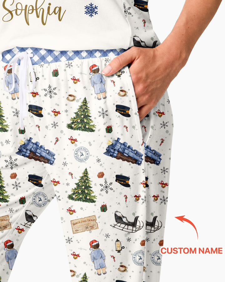 Custom Name North Pole Adventure Bamboo Women Pajama Set