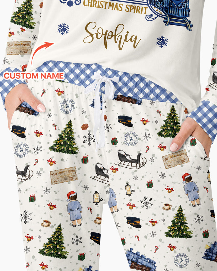Custom Name North Pole Adventure Bamboo Women Pajama Set