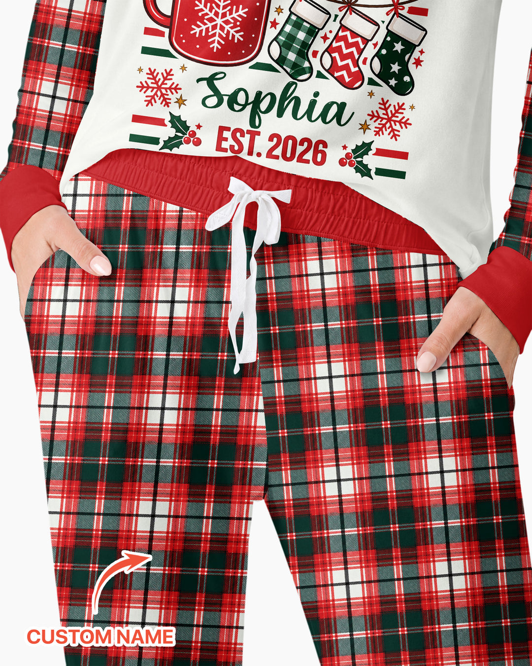 The Christmas Crew Custom Name Bamboo Women Pajama Set
