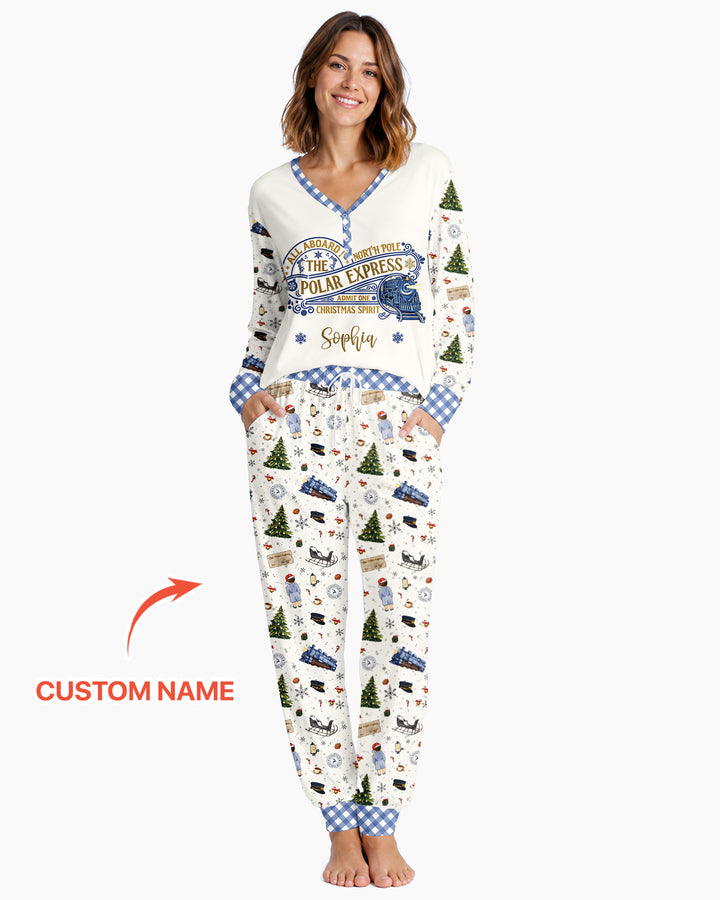 Custom Name North Pole Adventure Bamboo Women Pajama Set