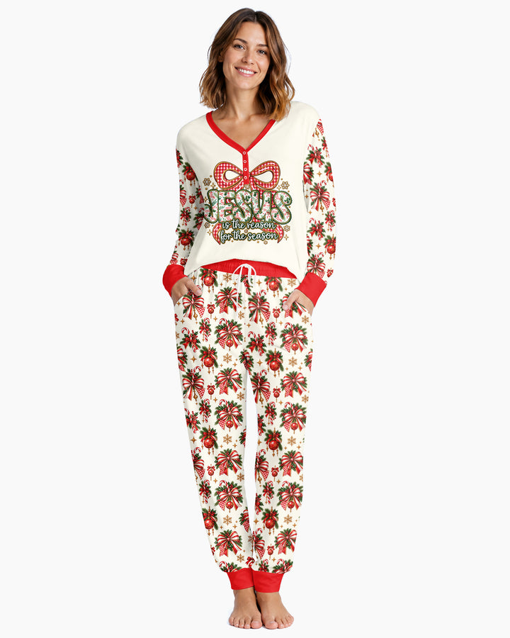 Coquette Floral Jesus Is The Reason Mommy And Me Matching Bamboo Women Pajama Set