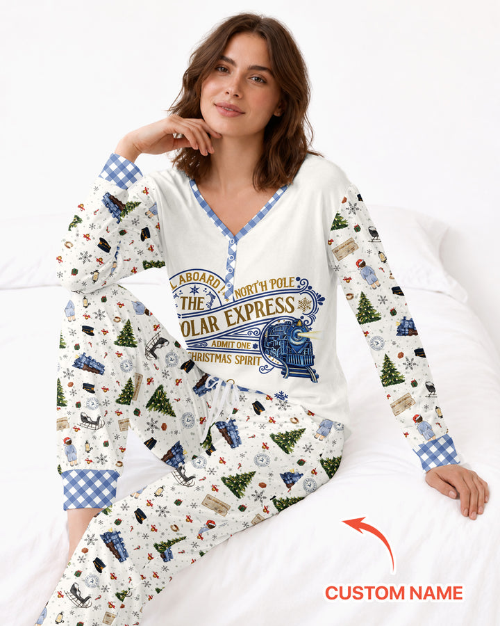 Custom Name North Pole Adventure Bamboo Women Pajama Set