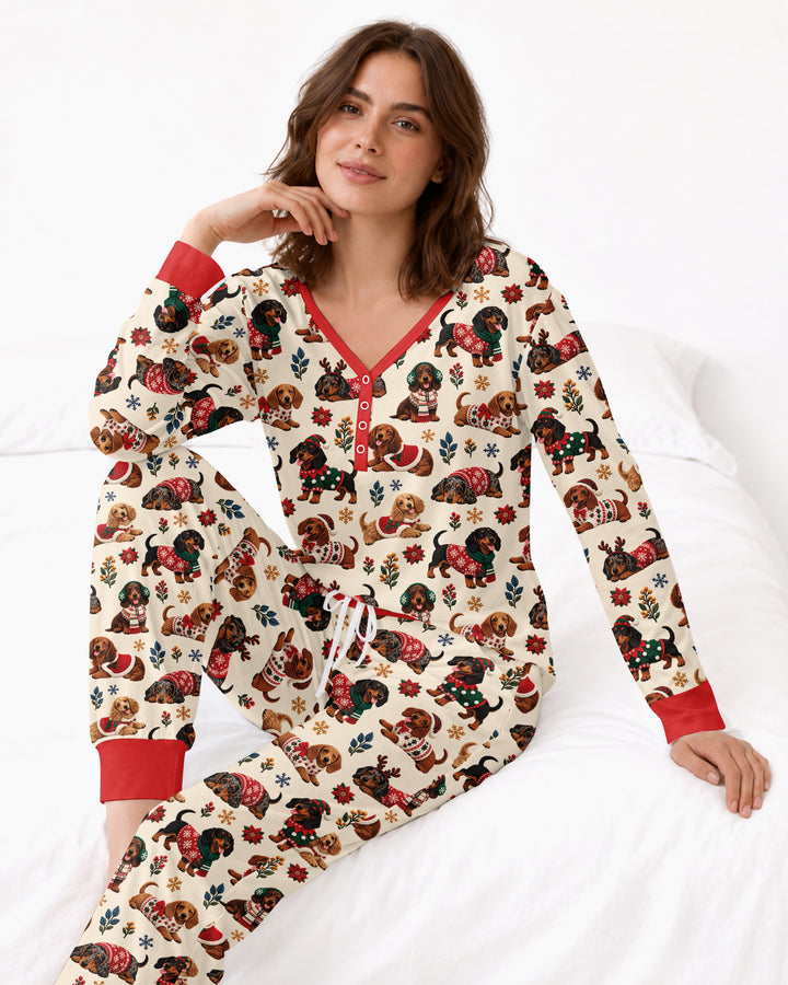 Dachshund Christmas Bamboo Women Pajama Set