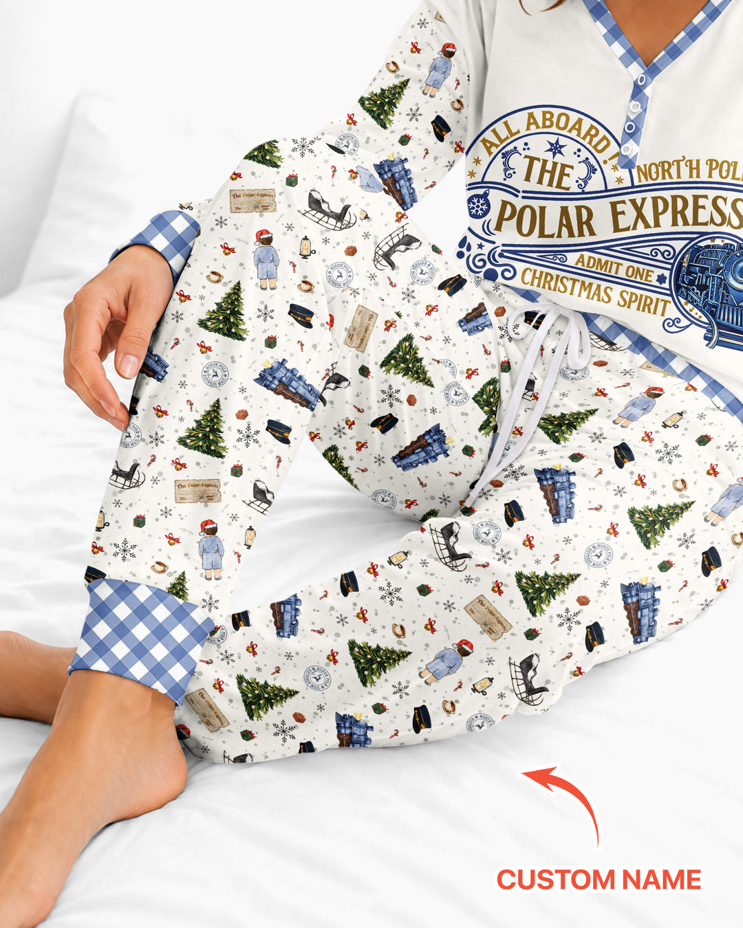 Custom Name North Pole Adventure Bamboo Women Pajama Set