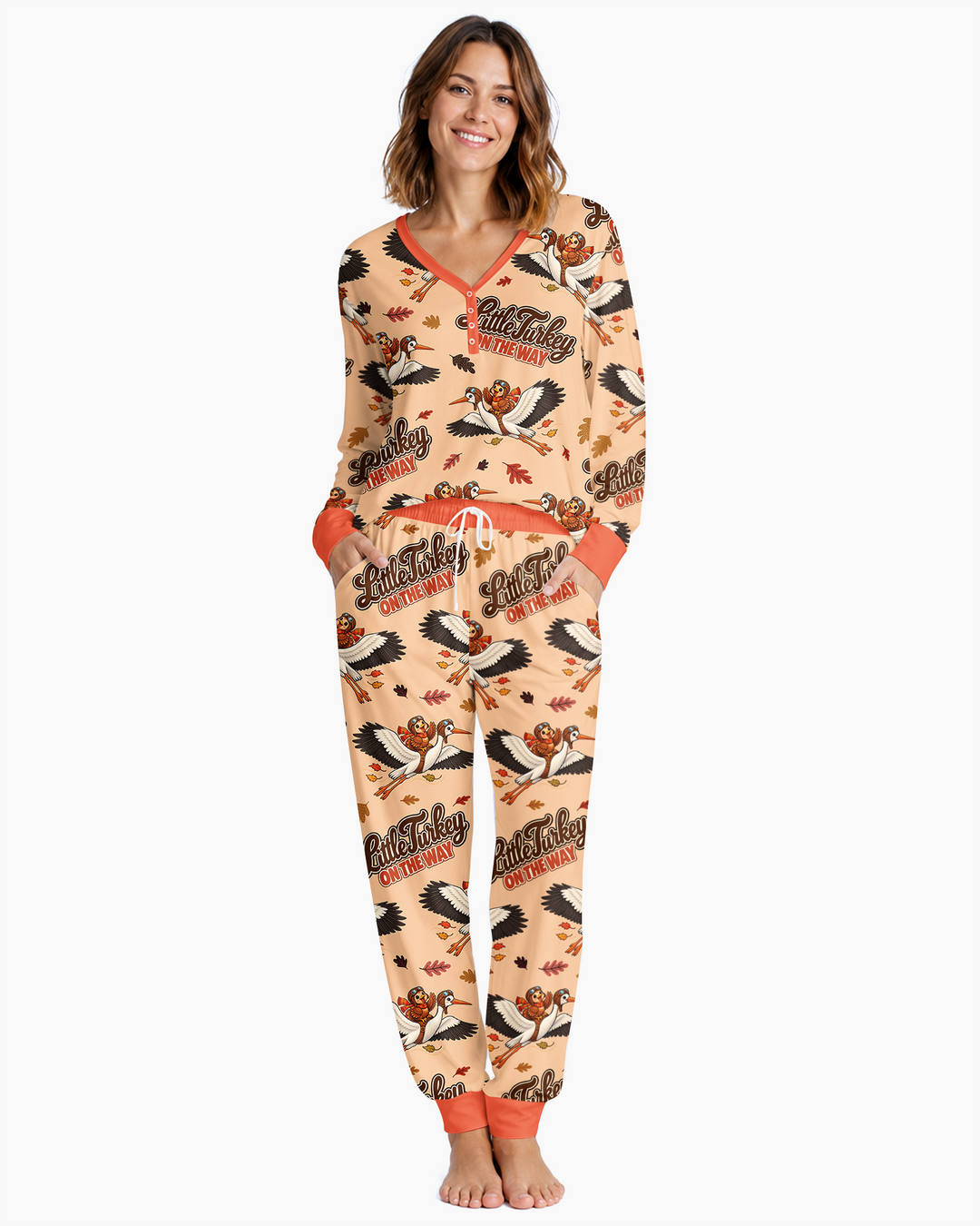 Little Turkey On The Way Family Matching Bamboo Women Pajama Set