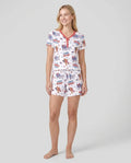 Loves Jesus And America Too Bamboo Women Short Sleeve Short Pajama Set