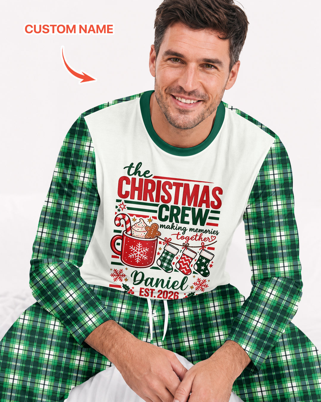 The Christmas Crew Custom Name Bamboo Men's Pajama Set
