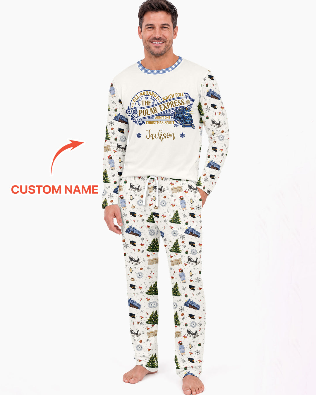 Custom Name North Pole Adventure Bamboo Men's Pajama Set