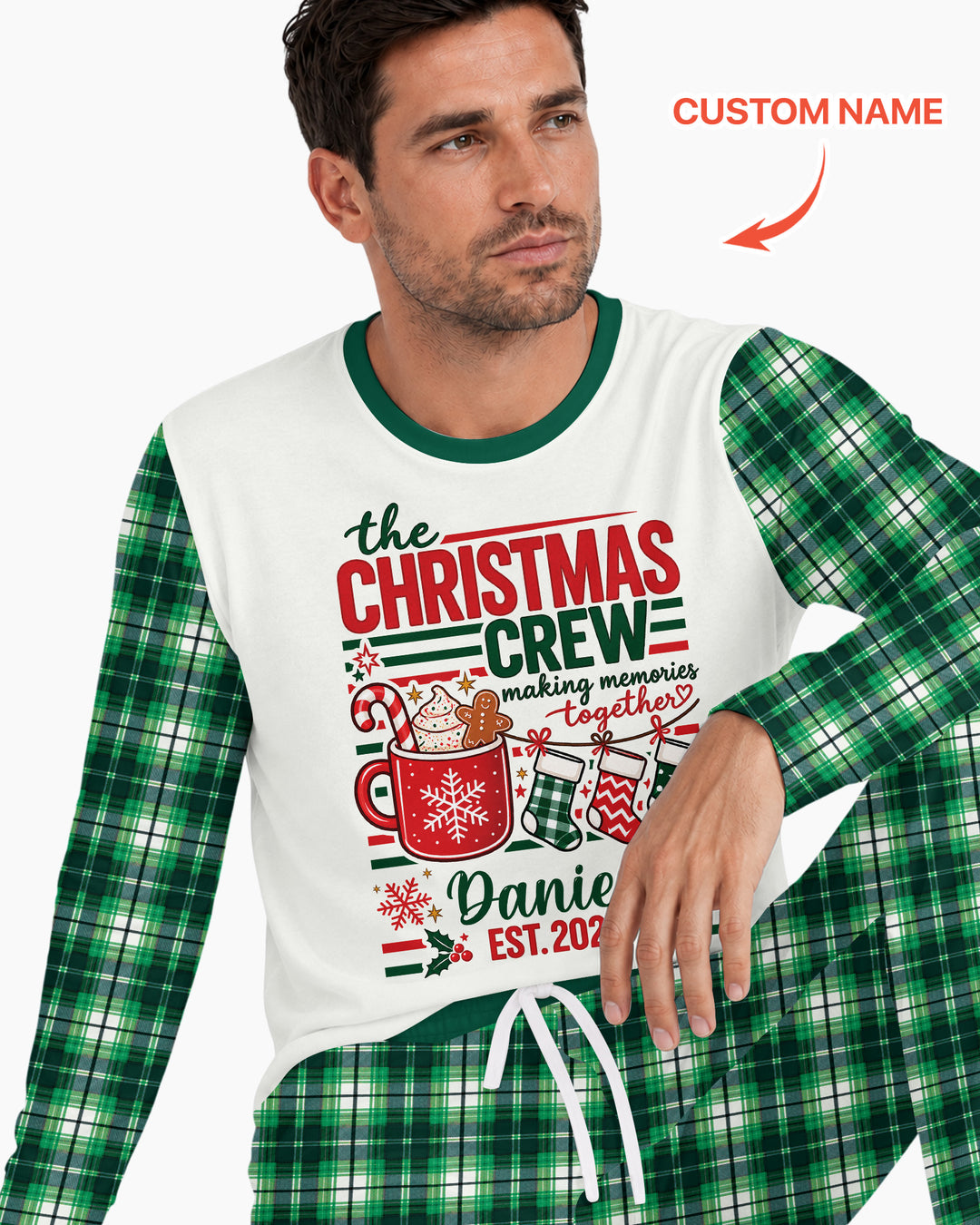The Christmas Crew Custom Name Bamboo Men's Pajama Set