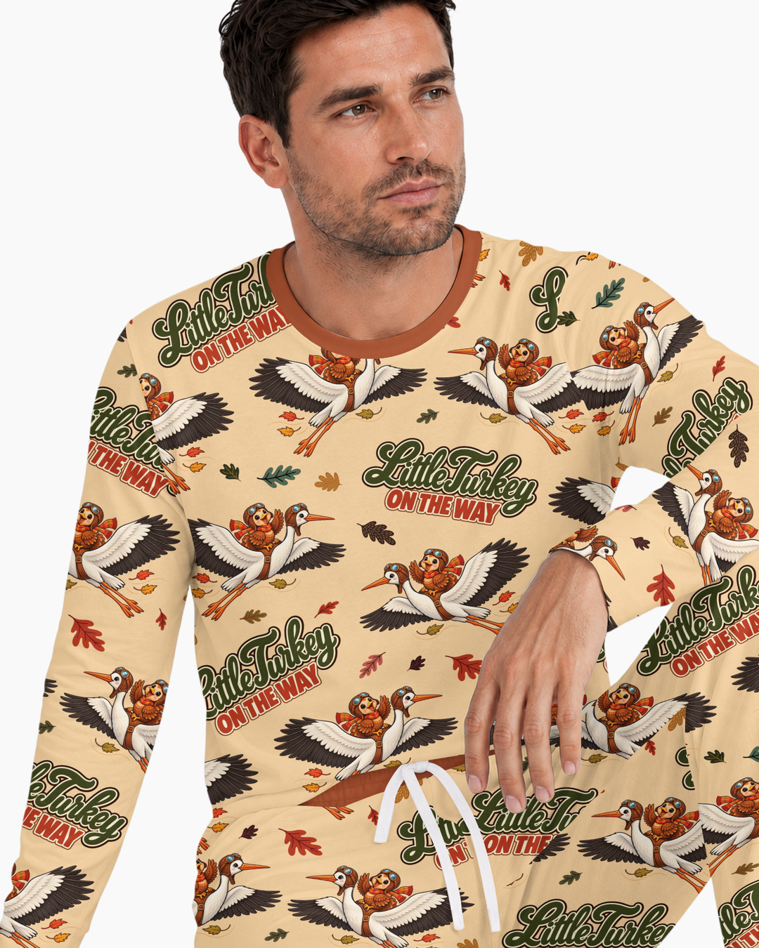 Little Turkey On The Way Family Matching Bamboo Men's Pajama Set