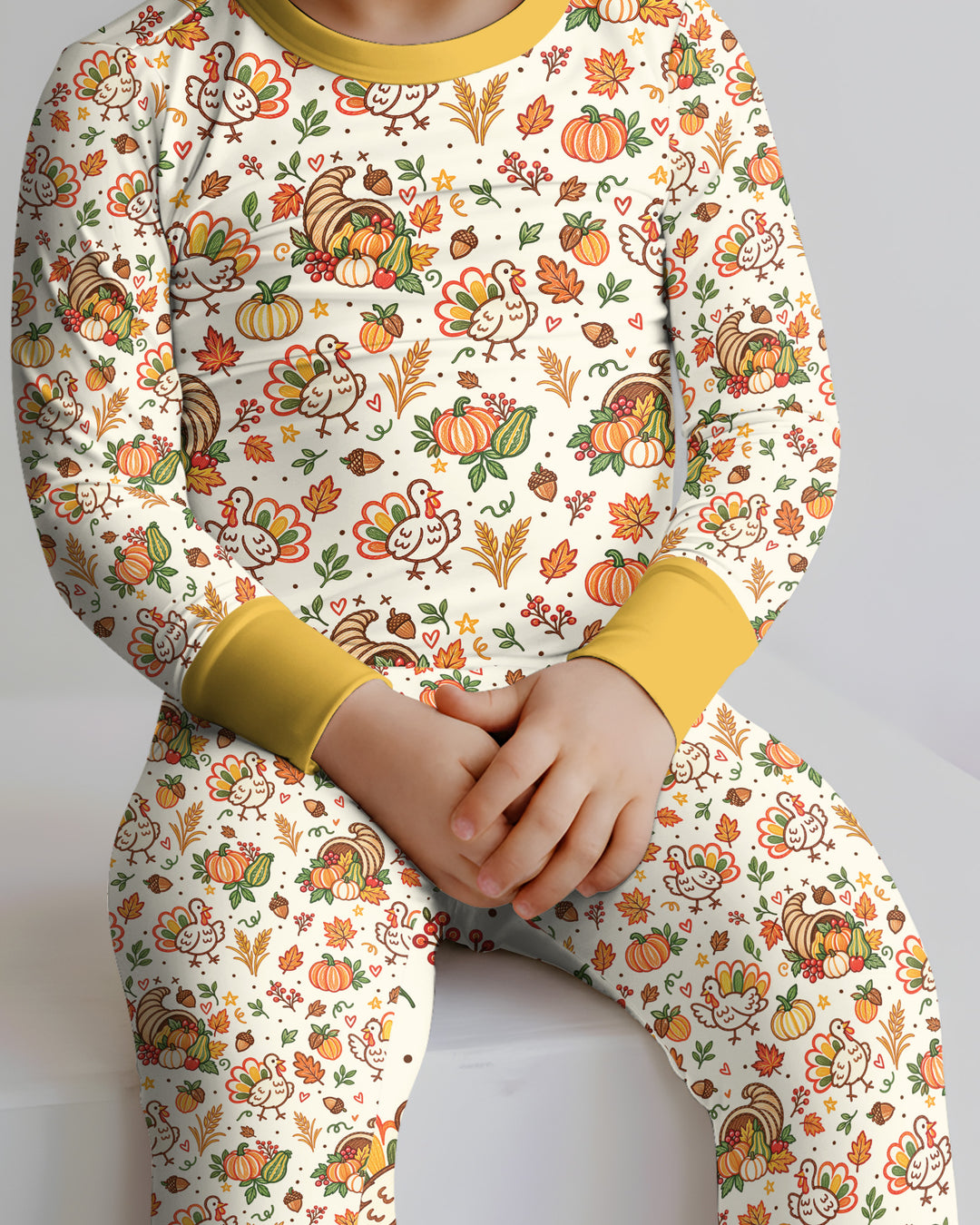 Thanksgiving Turkey Sketch Bamboo Two Piece Long Sleeve Pajama Set